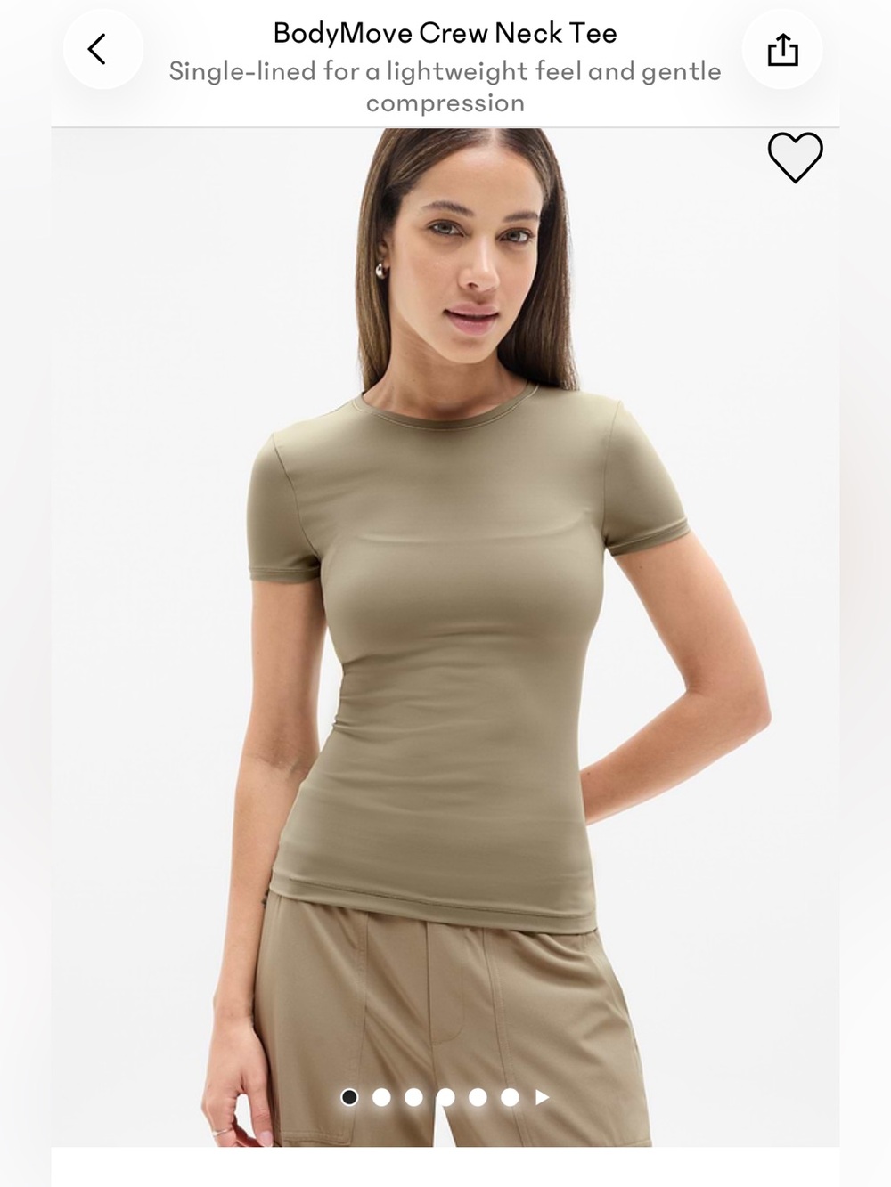 Athleta Short Sleeve Crew Top in Olive Green